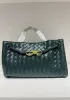 Allegria Woven East West Vegan Leather Shoulder Bag Green