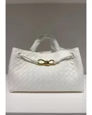 Allegria Woven East West Vegan Leather Shoulder Bag White