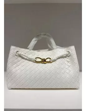 Allegria Woven East West Vegan Leather Shoulder Bag White