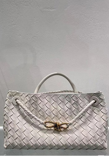 Allegria Woven East West Vegan Leather Shoulder Bag White