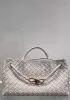 Allegria Woven East West Vegan Leather Shoulder Bag White