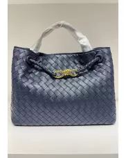 Allegria Woven Medium Vegan Leather Shoulder Bag Blue