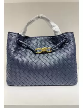 Allegria Woven Medium Vegan Leather Shoulder Bag Blue