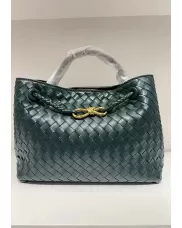 Allegria Woven Medium Vegan Leather Shoulder Bag Green