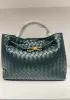 Allegria Woven Medium Vegan Leather Shoulder Bag Green