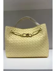 Allegria Woven Medium Vegan Leather Shoulder Bag Yellow