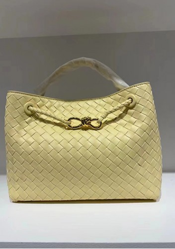 Allegria Woven Medium Vegan Leather Shoulder Bag Yellow