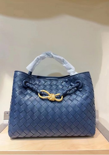 Allegria Woven Small Vegan Leather Shoulder Bag Dark Blue