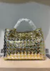 Allegria Woven Small Vegan Leather Shoulder Bag Gold Silver