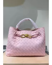 Allegria Woven Small Vegan Leather Shoulder Bag Light Pink