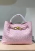 Allegria Woven Small Vegan Leather Shoulder Bag Light Pink