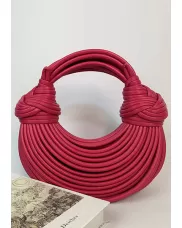 Dina Spaghetti Vegan Leather Knot Shoulder Bag Hot Pink