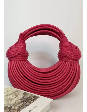 Dina Spaghetti Vegan Leather Knot Shoulder Bag Hot Pink