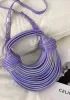 Dina Spaghetti Vegan Leather Knot Shoulder Bag Metallic Purple