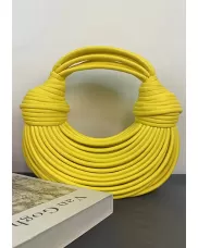 Dina Spaghetti Vegan Leather Knot Shoulder Bag Yellow