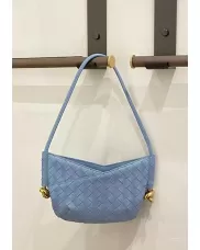 Mia Woven Vegan Leather Slim Mini Shoulder Bag Blue