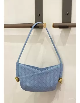 Mia Woven Vegan Leather Slim Mini Shoulder Bag Blue