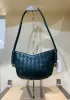 Mia Woven Vegan Leather Slim Mini Shoulder Bag Dark Green