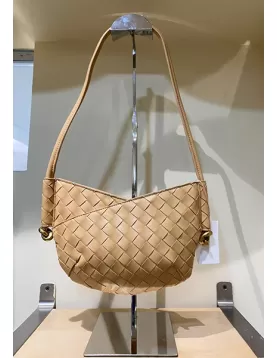 Mia Woven Vegan Leather Slim Mini Shoulder Bag Potato