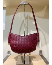 Mia Woven Vegan Leather Slim Mini Shoulder Bag Wine