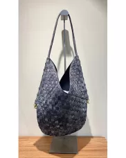 Mia Woven Denim Slim Small Shoulder Bag Black