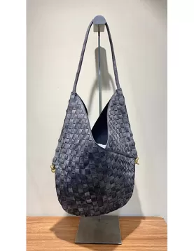 Mia Woven Denim Slim Small Shoulder Bag Black