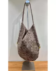 Mia Woven Denim Slim Small Shoulder Bag Brown