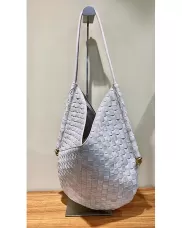 Mia Woven Denim Slim Small Shoulder Bag Grey