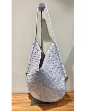 Mia Woven Denim Slim Small Shoulder Bag Grey