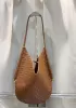 Mia Woven Vegan Leather Slim Small Shoulder Bag Brown