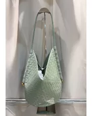 Mia Woven Vegan Leather Slim Small Shoulder Bag Cave Green