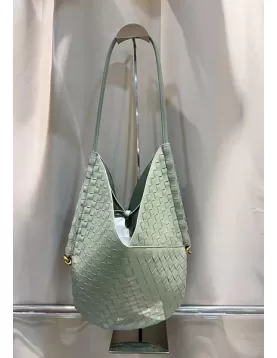 Mia Woven Vegan Leather Slim Small Shoulder Bag Cave Green