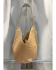 Mia Woven Vegan Leather Slim Small Shoulder Bag Potato