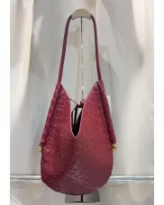 Mia Woven Vegan Leather Slim Small Shoulder Bag Wine