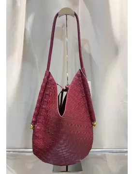 Mia Woven Vegan Leather Slim Small Shoulder Bag Wine