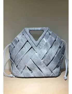 Euclid Medium Denim Woven Bag Light Grey