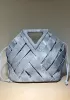 Euclid Medium Denim Woven Bag Light Grey