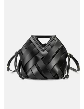 Euclid Medium Faux Woven Bag Black