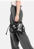 Euclid Medium Faux Woven Bag Black