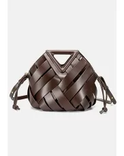 Euclid Medium Faux Woven Bag Coffee