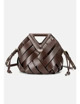 Euclid Medium Faux Woven Bag Coffee