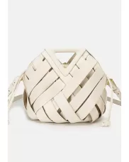 Euclid Medium Faux Woven Bag Cream