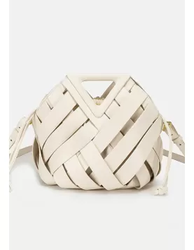 Euclid Medium Faux Woven Bag Cream