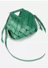 Euclid Medium Faux Woven Bag Green