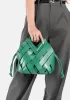 Euclid Medium Faux Woven Bag Green