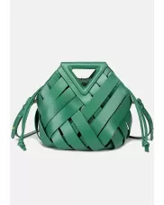 Euclid Medium Faux Woven Bag Green