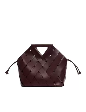 Euclid Large Leather Woven Bag Choco