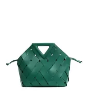 Euclid Large Leather Woven Bag Green