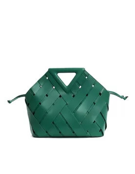 Euclid Large Leather Woven Bag Green