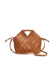 Euclid Medium Leather Woven Bag Brown